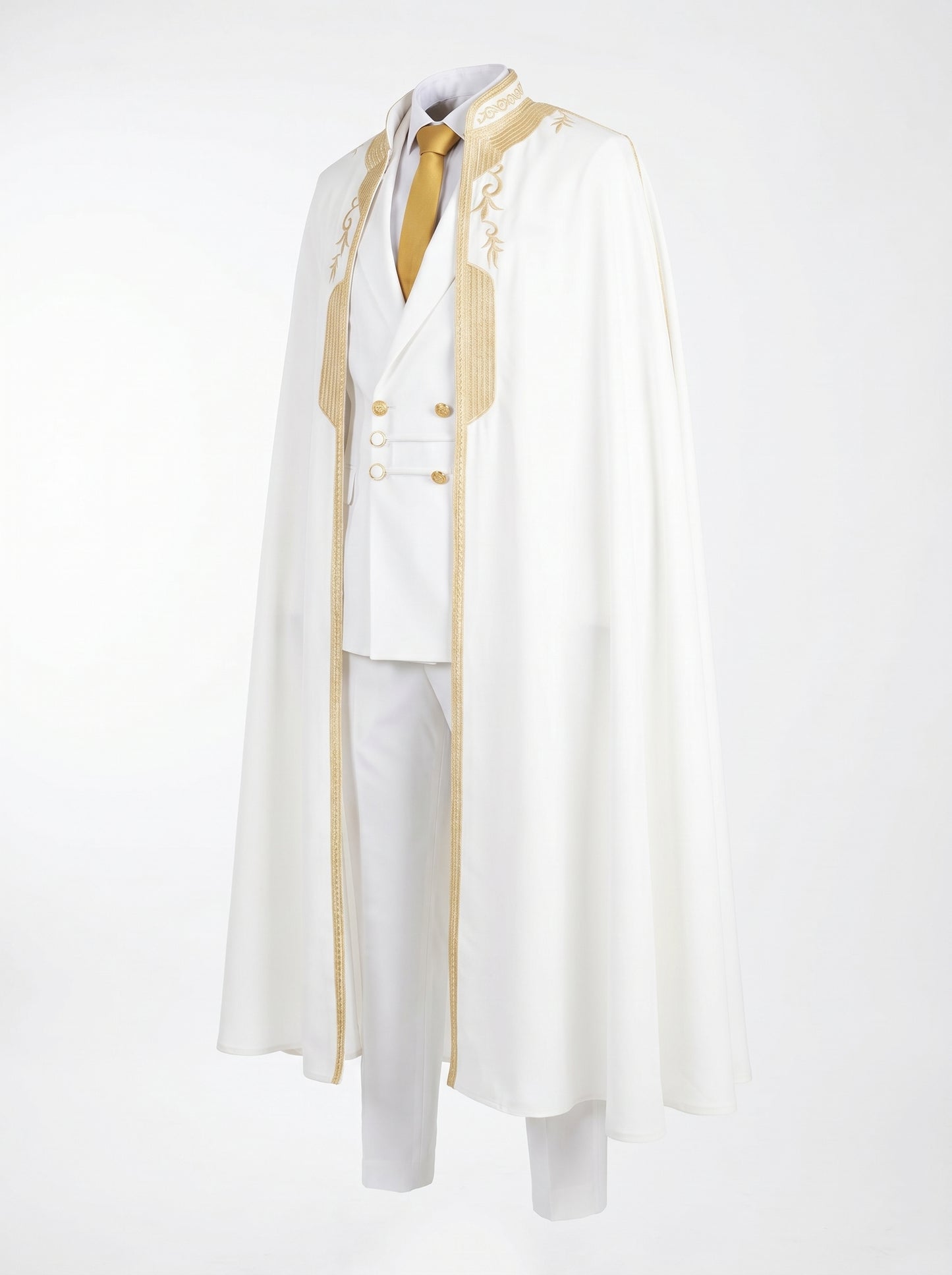Costume Mariage Blanc Cape Dorée