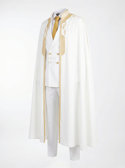 Costume Mariage Blanc Cape Dorée